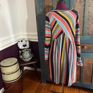 2 FOR $25 - Egy California Criss-Cross Striped Empire Waist Long Sleeve Dress